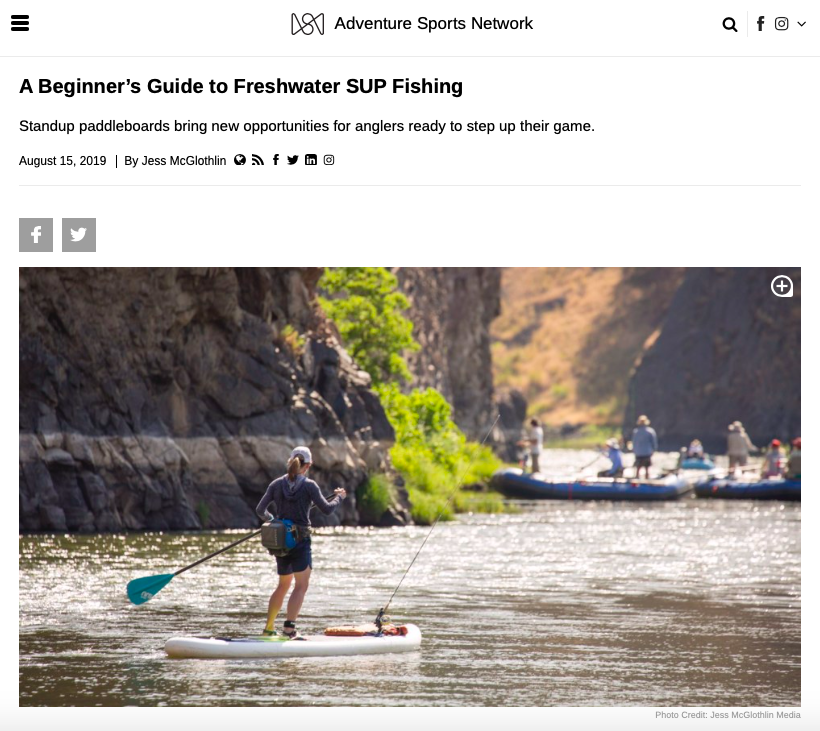 Article on Adventure Sports Network on fishing from stand-up paddleboard, or SUP.