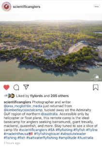 Aerial drone view of camp at Kimberley Coastal Camp in Australia while fly fishing for Scientific Anglers.