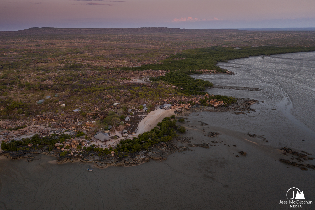 Aerial image of Kimberley Coastal Camp, Australia.