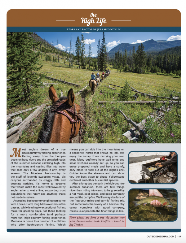 Outside Bozeman article and images by Jess McGlothlin about fly fishing the Absaroka-Beartooth Wilderness for Yellowstone cutthroat trout.